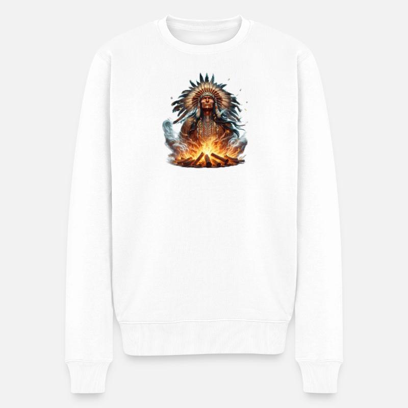 Amerikanische Ureinwohner - Männer Premium Bio Pullover - Weiß