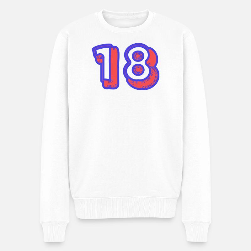 18. 18 ANS. 18e ANNIVERSAIRE. ANNIVERSAIRE 18 ANS. - Pull Premium bio Homme - blanc