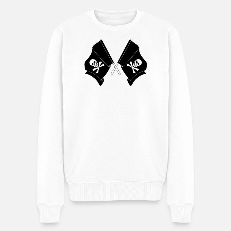 Deux drapeaux croisés de pirates - Pull Premium bio Homme - blanc
