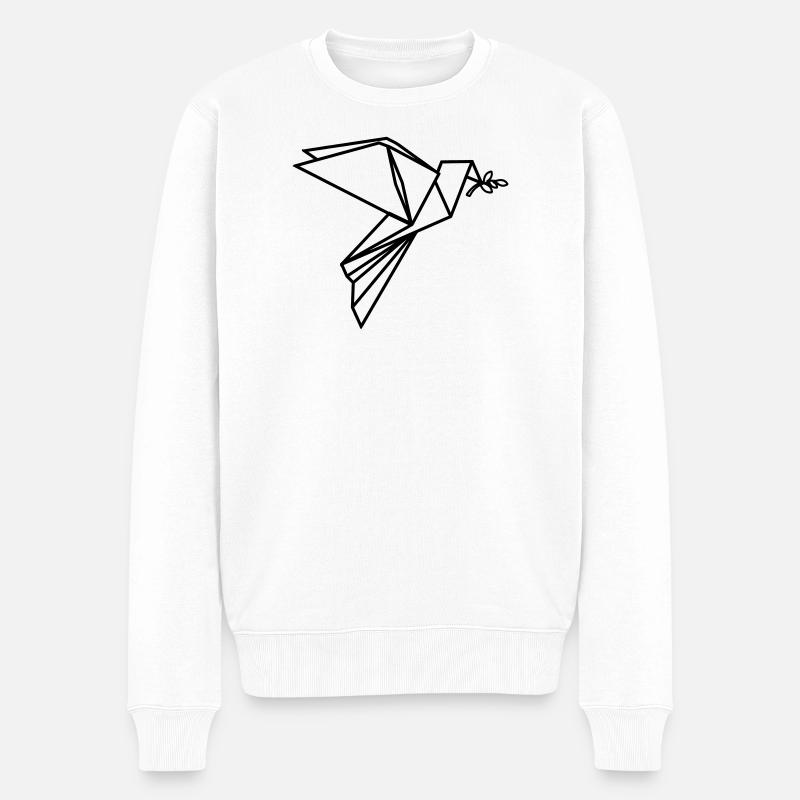 Origami-Friedenstaube transparent - Männer Premium Bio Pullover - Weiß