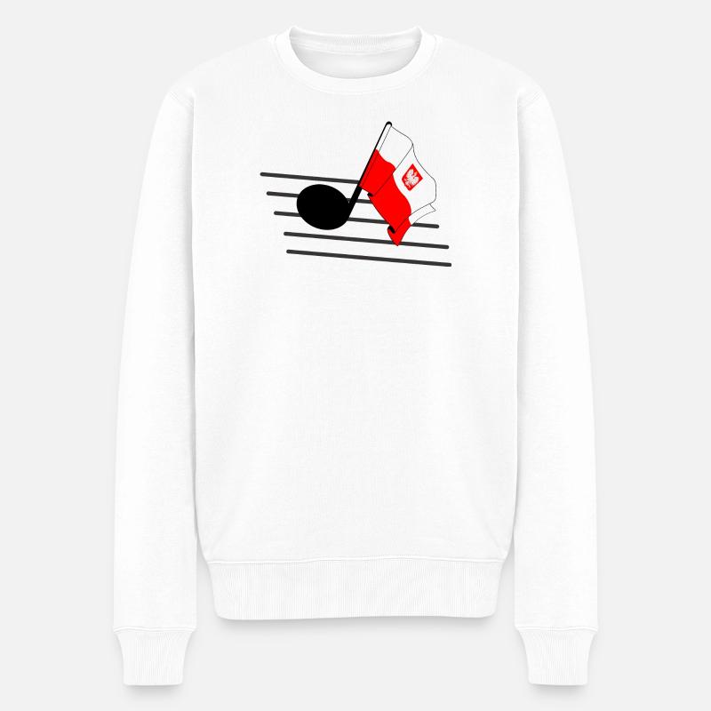 Flagge Musik Ton Flagge Polen - Männer Premium Bio Pullover - Weiß