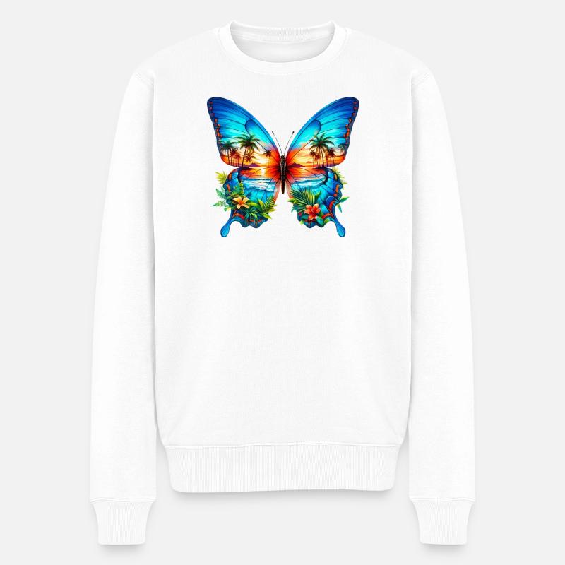 Schmetterling - Männer Premium Bio Pullover - Weiß
