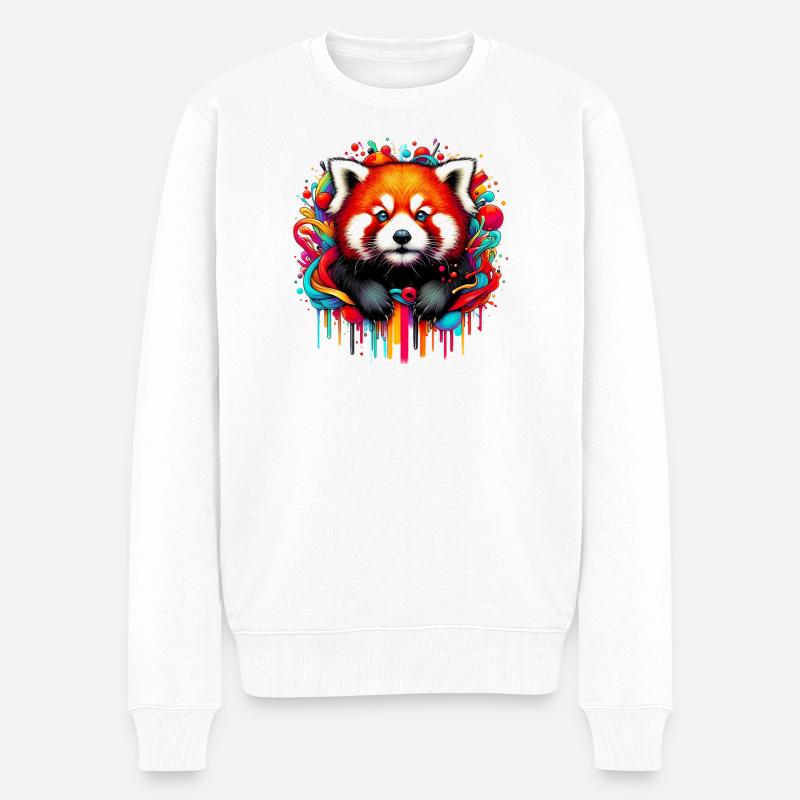 Kleiner Panda - Männer Premium Bio Pullover - Weiß
