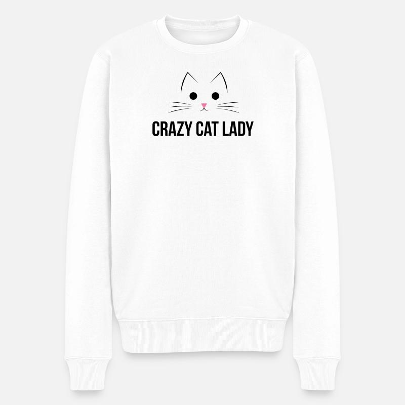 crazy cat lady katze katzenmama haustier süß - Männer Premium Bio Pullover - Weiß
