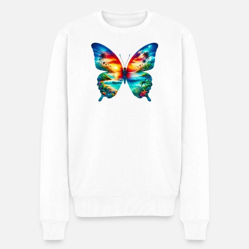 Schmetterling - Männer Premium Bio Pullover - Weiß
