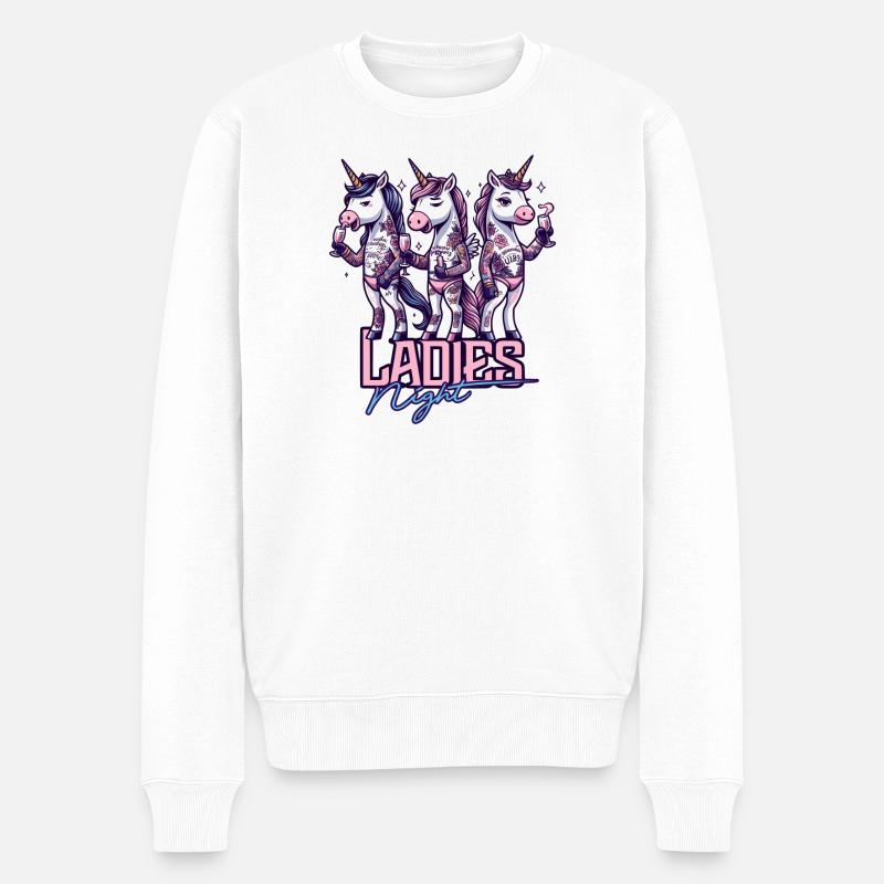 ladies night einhorn mädelsabend frauenpower - Männer Premium Bio Pullover - Weiß