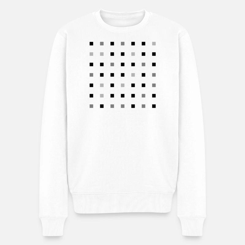 Quadrateraster - Männer Premium Bio Pullover - Weiß