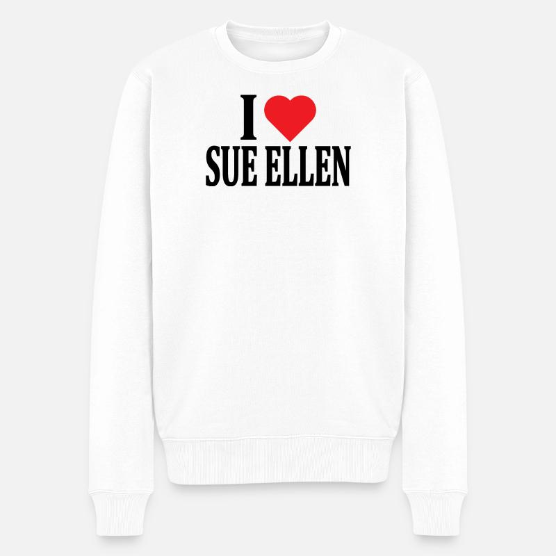 Ich liebe T-Shirt Sue Ellen T-Shirt Geschenkidee - Männer Premium Bio Pullover - Weiß