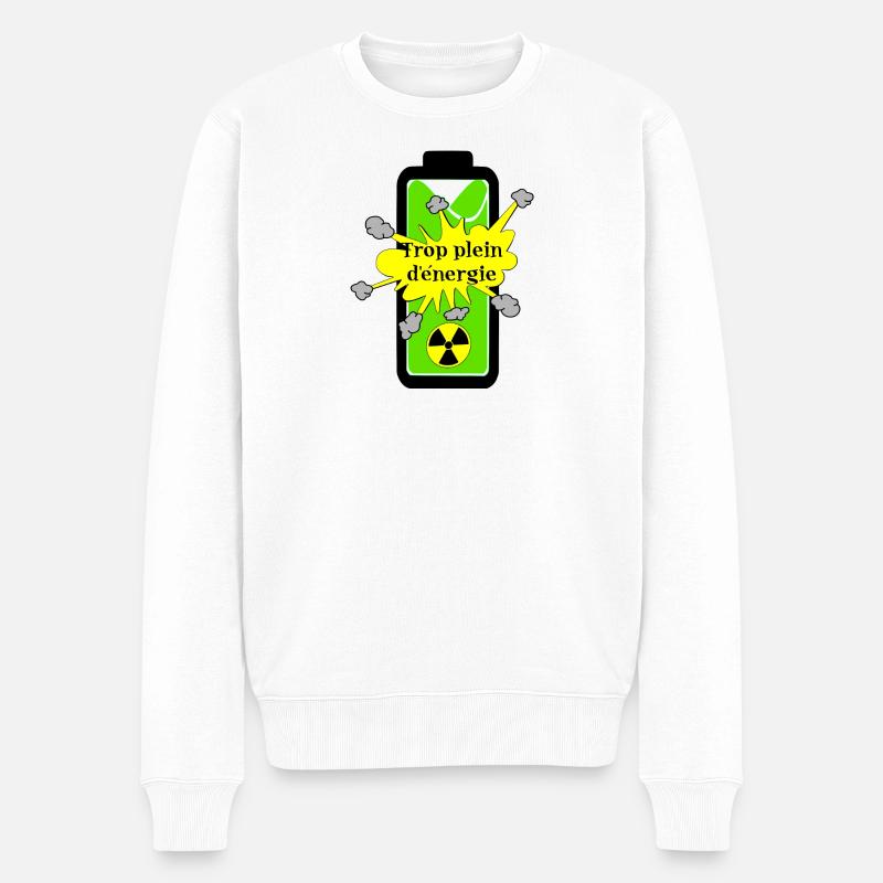 Zu viel Energie - Männer Premium Bio Pullover - Weiß