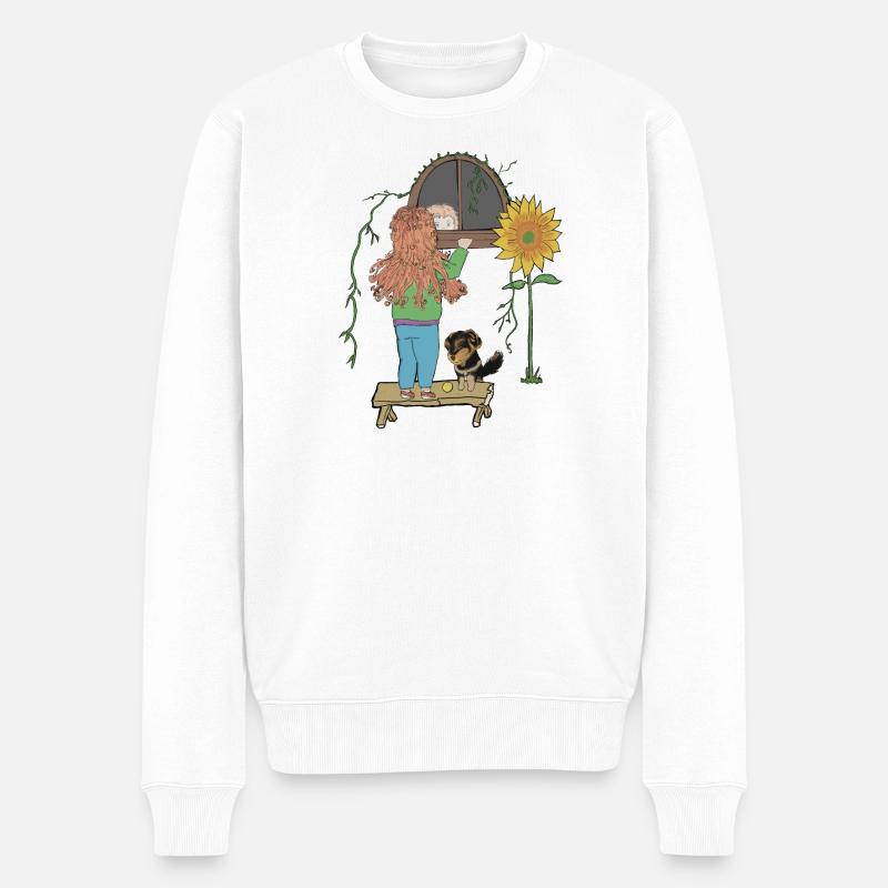 Hunde & Kinder & Bälle - Männer Premium Bio Pullover - Weiß