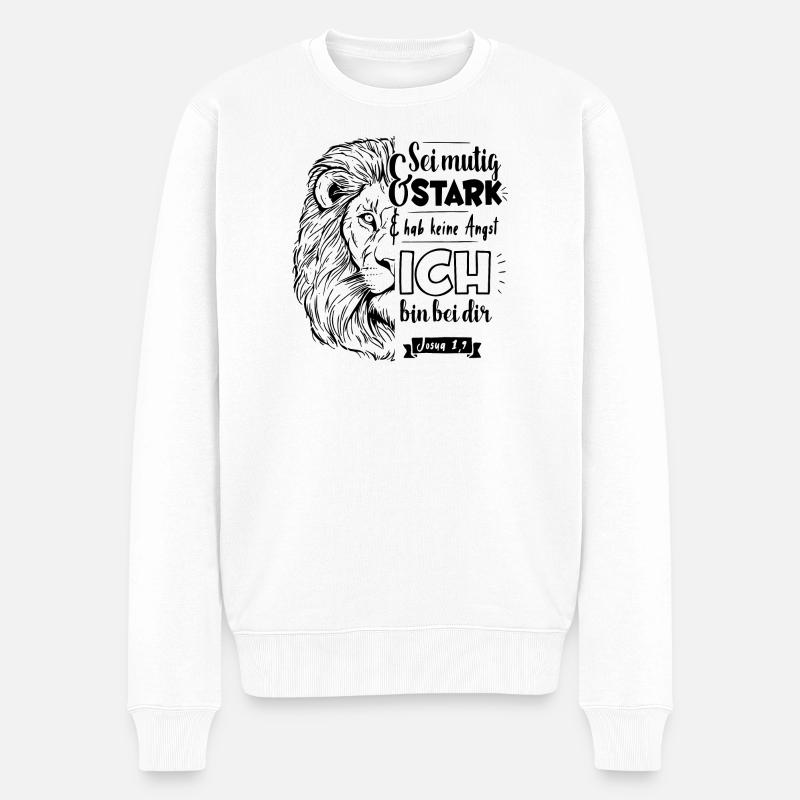 Josua 1 9 - Sei mutig und stark - Männer Premium Bio Pullover - Weiß