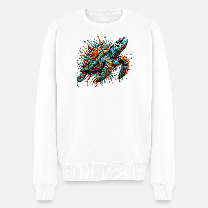 Schildkröte - Männer Premium Bio Pullover - Weiß