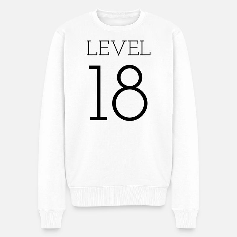 level 18 - Männer Premium Bio Pullover - Weiß