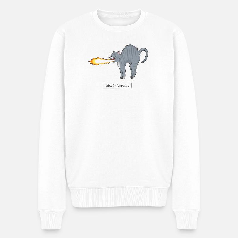 Chat-lumeau - Pull Premium bio Homme - blanc
