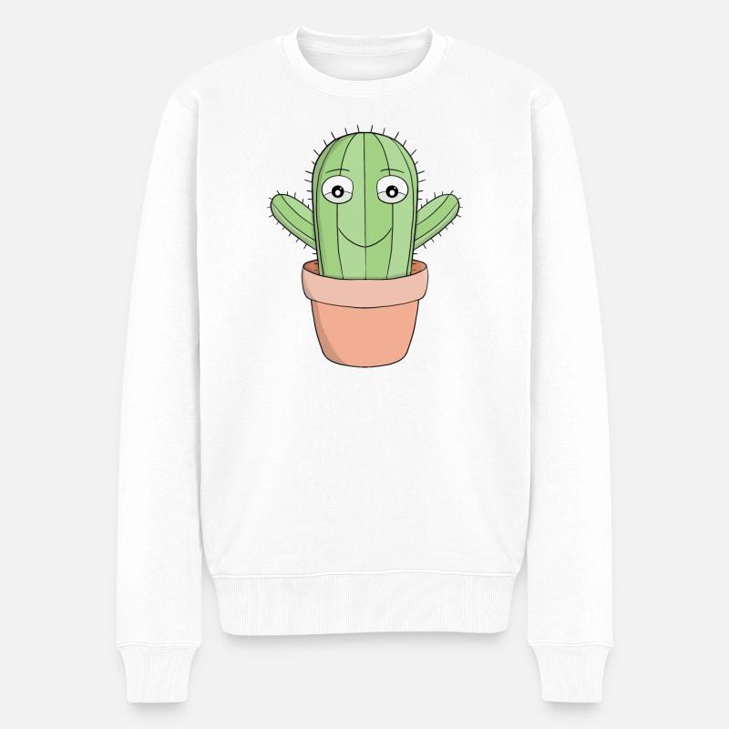 Ein süßer lächelnder Kaktus - Männer Premium Bio Pullover - Weiß