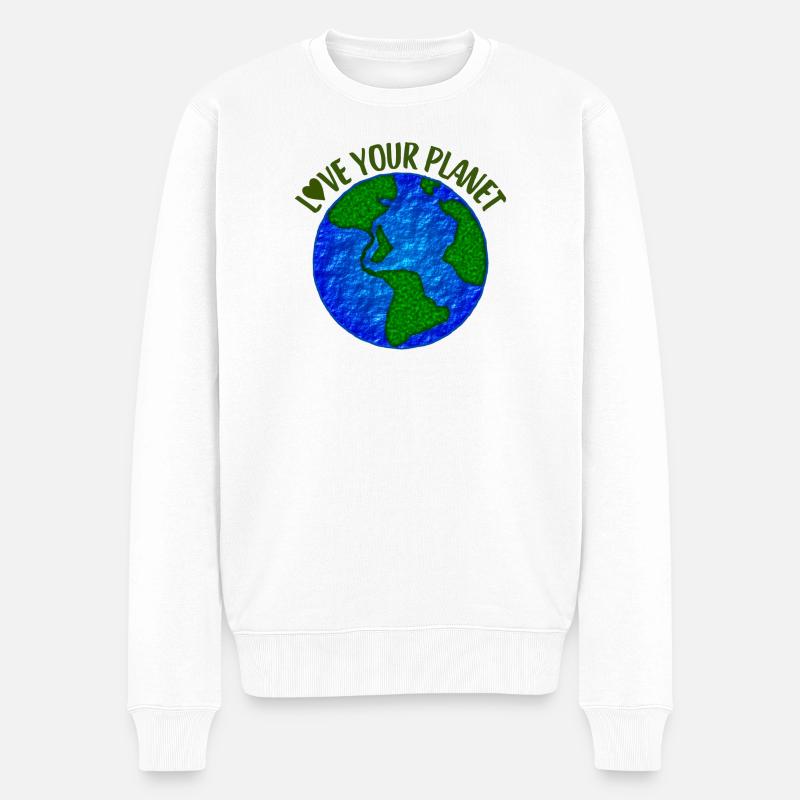 Liebe deinen Planeten - Männer Premium Bio Pullover - Weiß