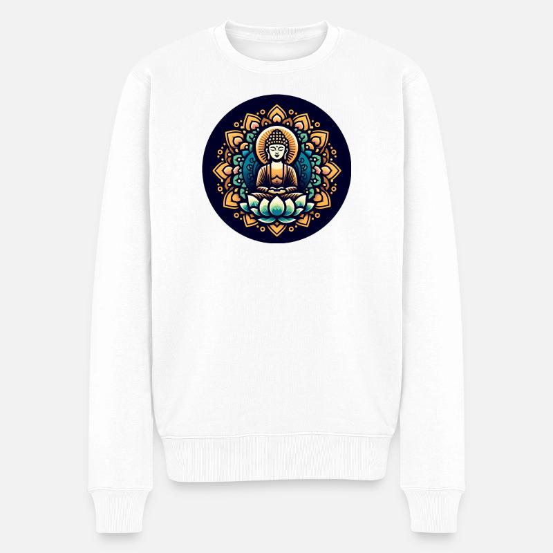 Ruhe des Buddha - Männer Premium Bio Pullover - Weiß