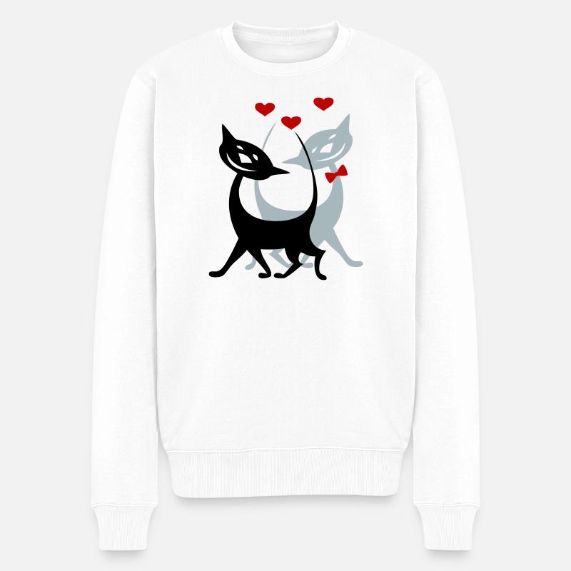 verliebte Katzen - Männer Premium Bio Pullover - Weiß