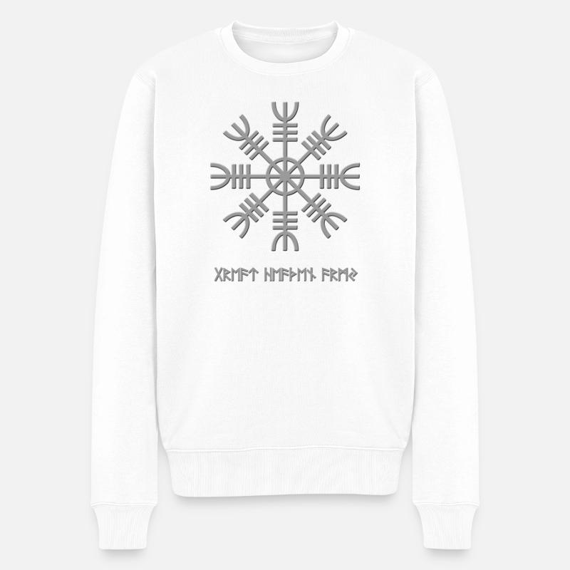 Nordische Schneeflocken-Rune - Männer Premium Bio Pullover - Weiß