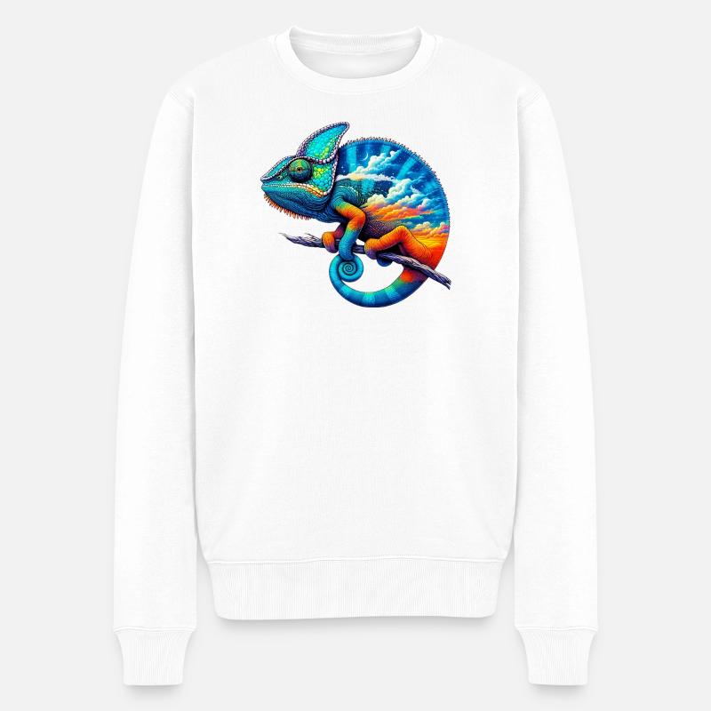 Chamäleon - Männer Premium Bio Pullover - Weiß