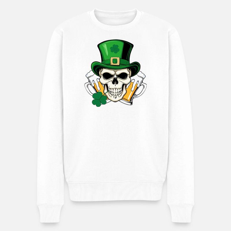 Crâne San Patrick Day - Pull Premium bio Homme - blanc