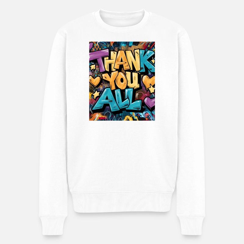 Graffiti-Stil Dankeschön-Druck - Männer Premium Bio Pullover - Weiß