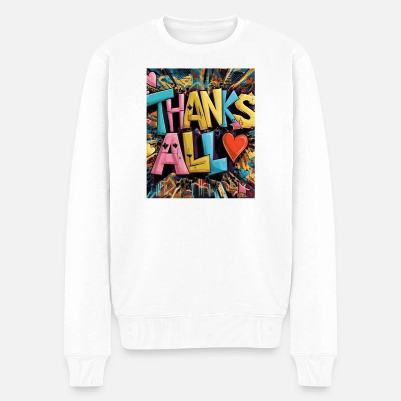 style graffiti merci coeur design - Pull Premium bio Homme - blanc