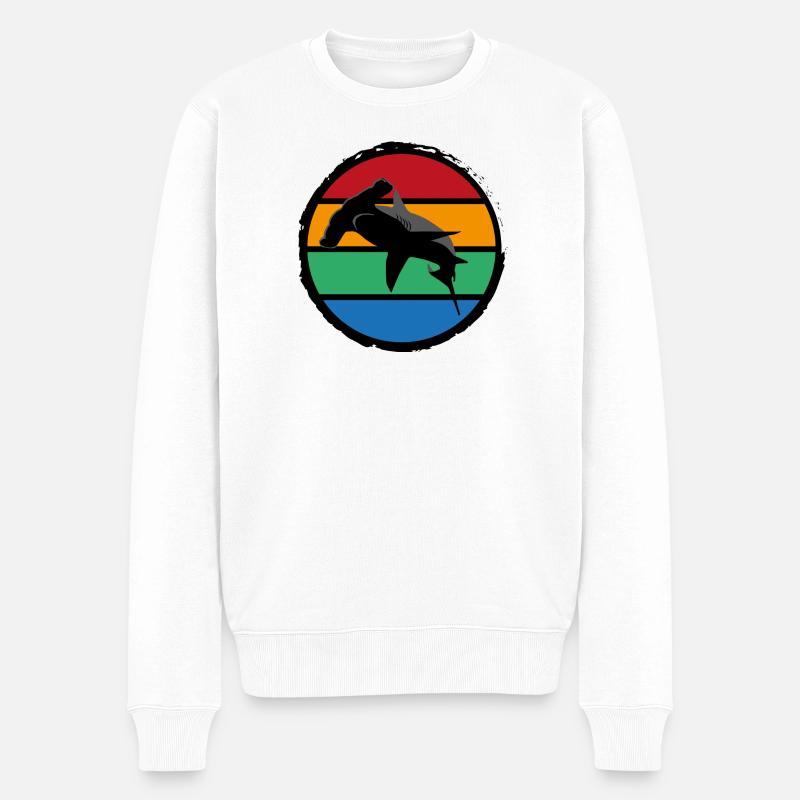 14 Hammerhai sunset - Männer Premium Bio Pullover - Weiß