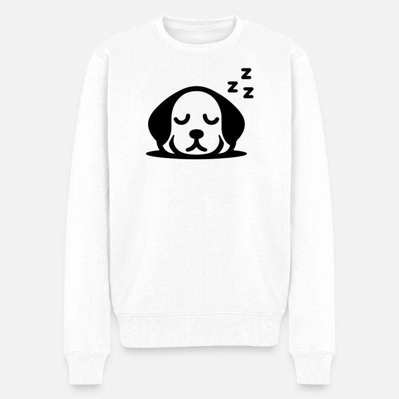 Chien endormi avec ZZZ - Pull Premium bio Homme - blanc
