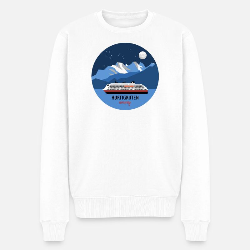 Norwegen Segeln durch die Fjorde mit Hurtigruten - Männer Premium Bio Pullover - Weiß