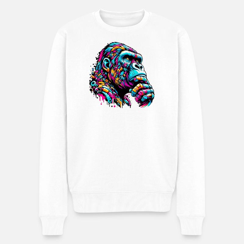Gorilla - Männer Premium Bio Pullover - Weiß