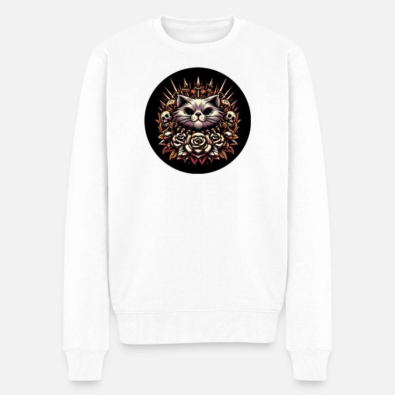 Chat maléfique - Pull Premium bio Homme - blanc