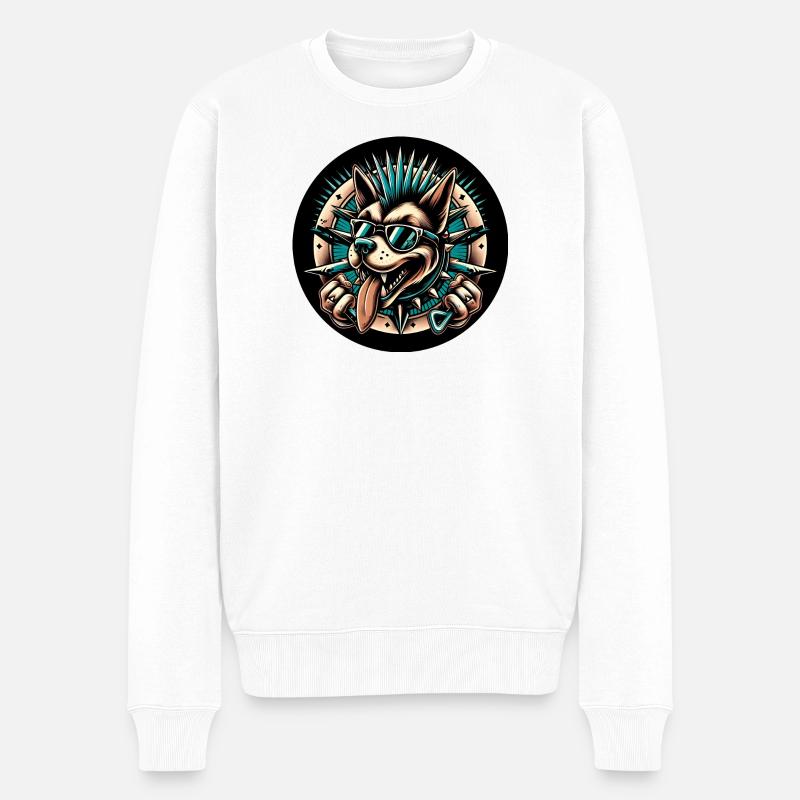 Punk Dog - Männer Premium Bio Pullover - Weiß