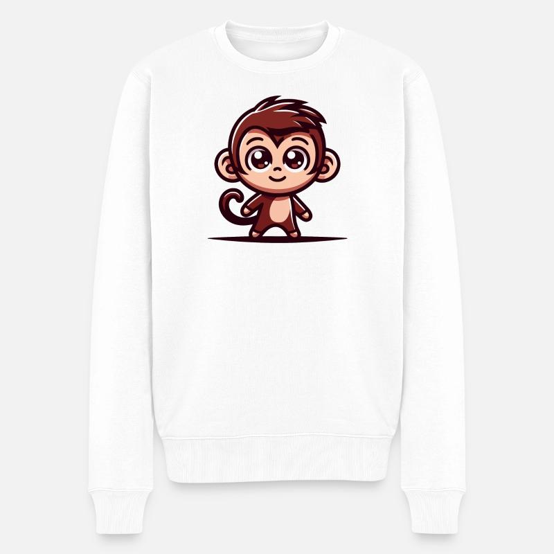 Ein niedlicher Affe im Cartoon-Stil - Männer Premium Bio Pullover - Weiß