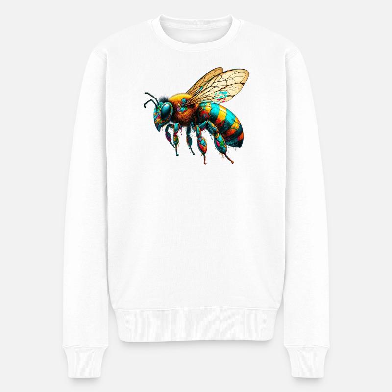 Biene - Männer Premium Bio Pullover - Weiß