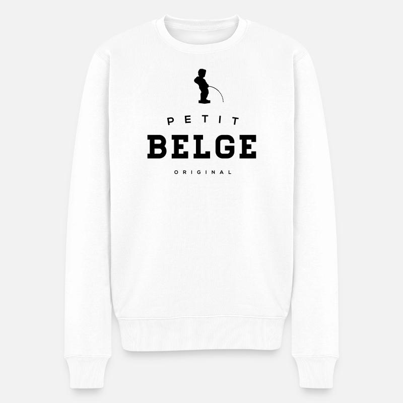petit Belge manneke pis - Männer Premium Bio Pullover - Weiß
