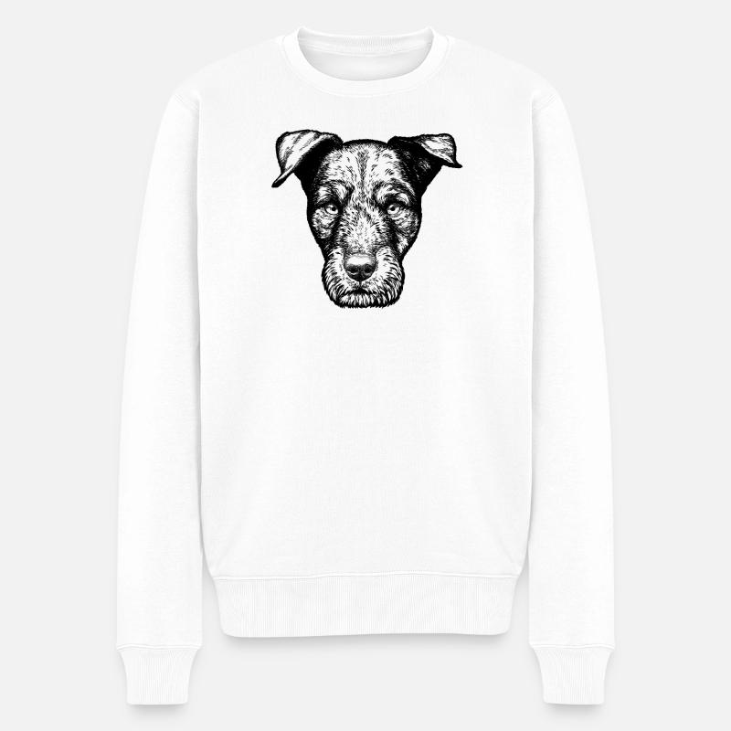 Jagdterrier Portrait - Männer Premium Bio Pullover - Weiß