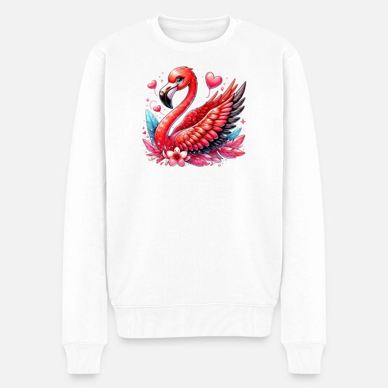 Flamingo - Männer Premium Bio Pullover - Weiß