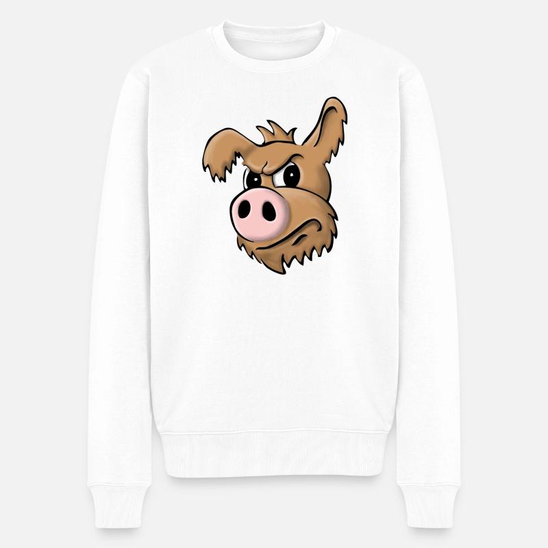 Schweinehund skeptisch - Männer Premium Bio Pullover - Weiß