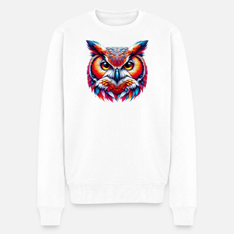 Eule - Männer Premium Bio Pullover - Weiß