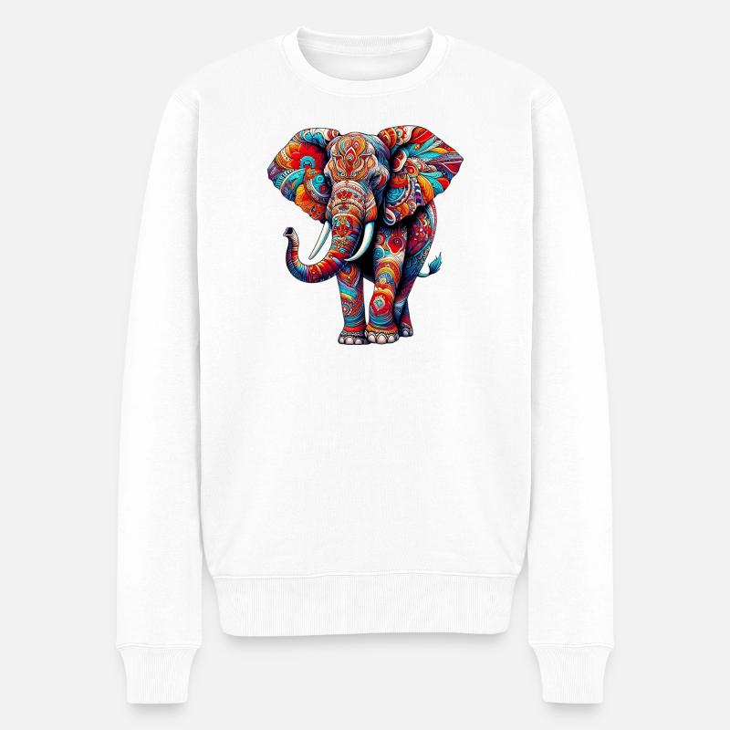 Elefant - Männer Premium Bio Pullover - Weiß