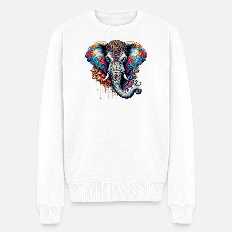 Elefant - Männer Premium Bio Pullover - Weiß