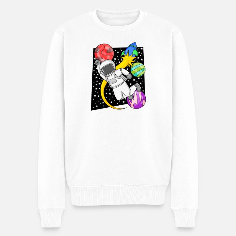 Motif d’astronaute dans l’espace - Pull Premium bio Homme - blanc