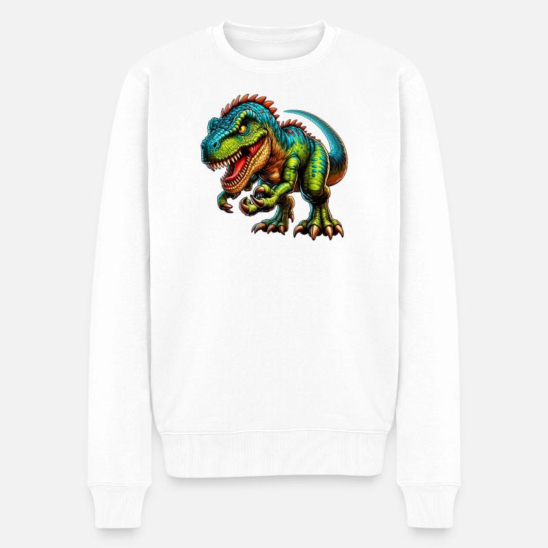 Dinosaurier - Männer Premium Bio Pullover - Weiß