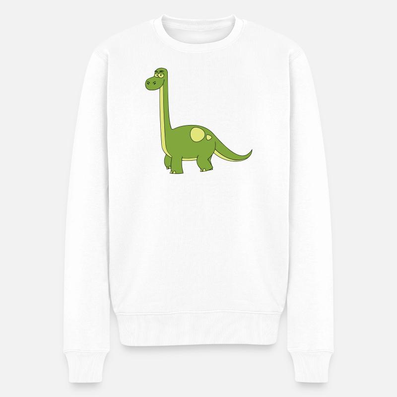 Dino - Männer Premium Bio Pullover - Weiß