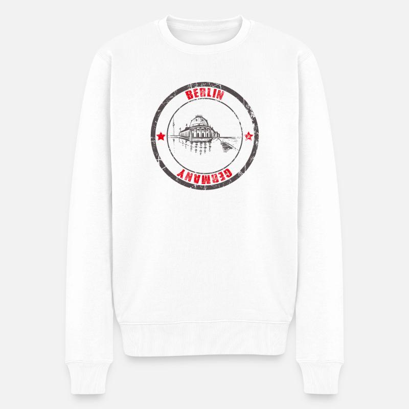 Berlin Berliner Spree - Männer Premium Bio Pullover - Weiß
