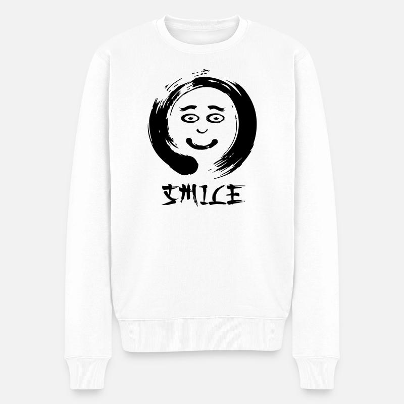 Enzo zen smiley Ensie Smile - Pull Premium bio Homme - blanc