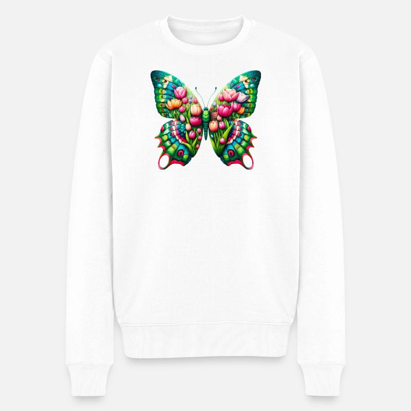 Papillon Fleurs Tulipes Tulipe Hollande - Pull Premium bio Homme - blanc