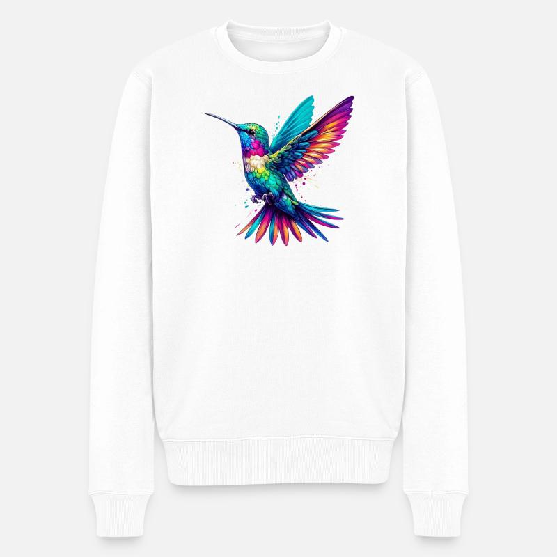 Kolibri - Männer Premium Bio Pullover - Weiß