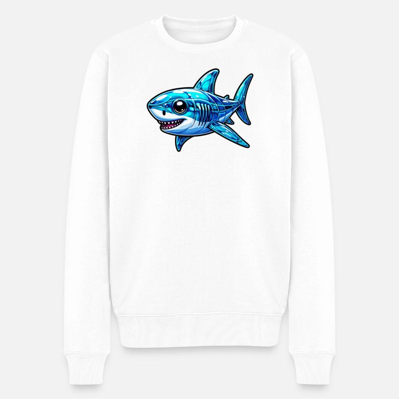 Hai - Männer Premium Bio Pullover - Weiß